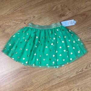 Cat & Jack Teal Skirt with Gold Floral Details